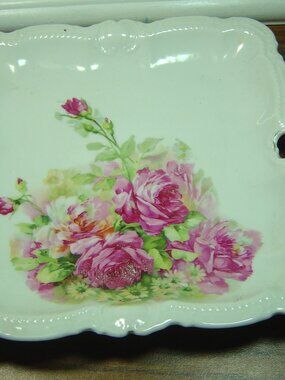 Vintage Rosenthal Malmaison 9.5" square plate-pink flowers-Bavaria